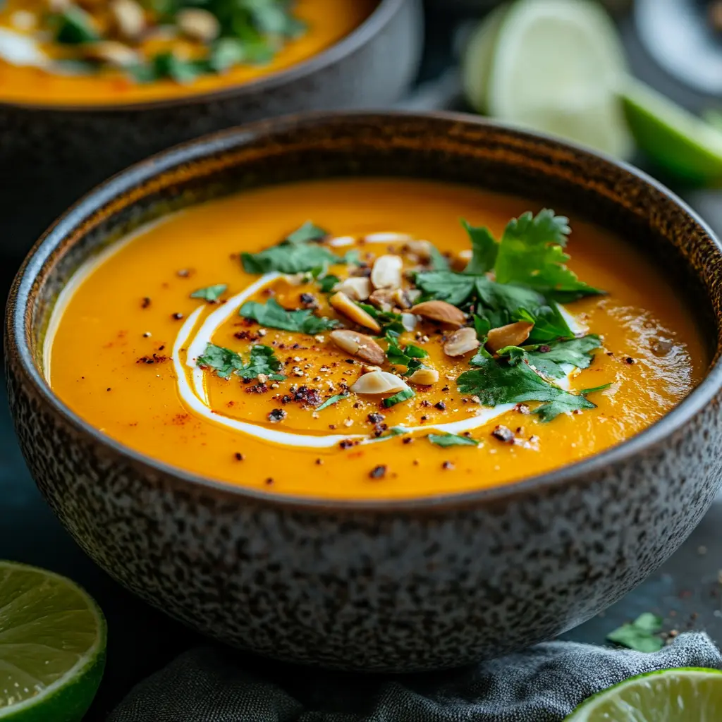 Würzige Süßkartoffelsuppe mit Kokosmilch